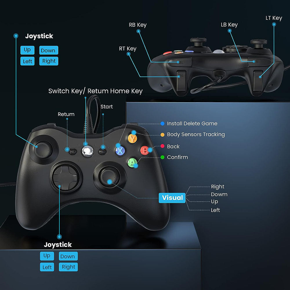 8610 Wired Gamepad for 360 Console Game Controller Compatible with PC Windows 8610 Wired Gamepad for 360 Console Game Controller Compatible with PC Windows